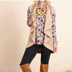 Matilda Jane Tan/Beige  Waterfall Cardigan Sweater Vest; Women’s XS